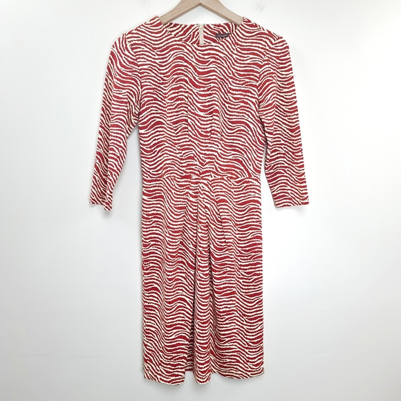 J. McLaughlin Ruched Waist A-Line Brown and Cream Zebra Print Dress - Picture 2 of 7